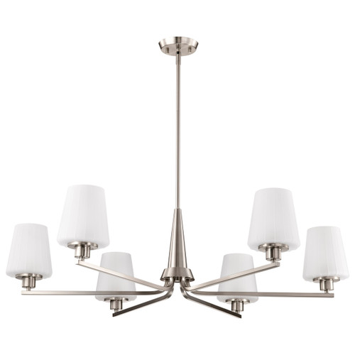 Satco 60-8226 - Lune 6-Light Chandelier - Brushed Nickel - Etched White Glass 