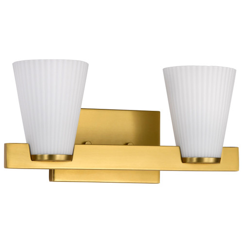 Satco 60-8722 - Royale 2-Light Vanity - Burnished Brass - Ribbed White Glass 