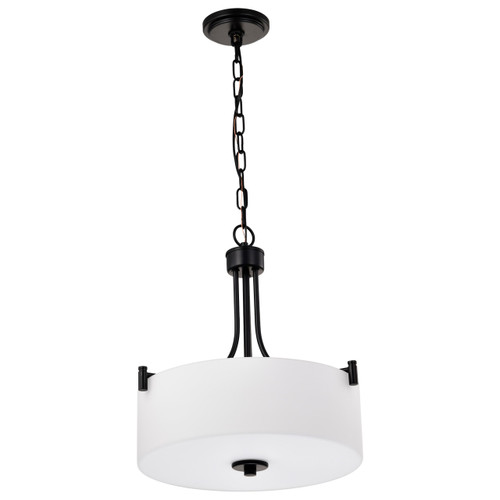 Satco 60-8214 - Liam 3-Light Pendant - Matte Black - White Opal Glass 