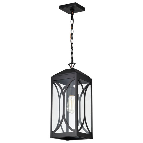 Satco 60-8125 - Oaklyn 1-Light Hanging Lantern - Matte Black - Outdoor Damp Rated 