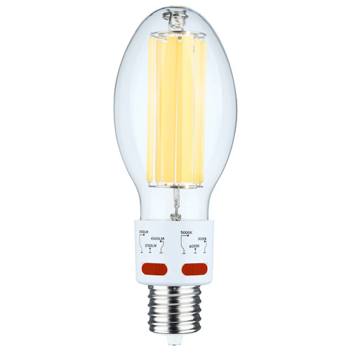 Satco S13195 - 25W/LED/HID/ED28/CCT/EX39/CL - Selectable 17W/21W/25W ED28 LED Clear Filament Bulb