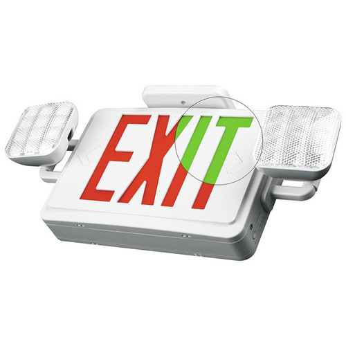 NaturaLED 7528 - Emergency Exit Sign & Combo Light - Red/Green - 90min 