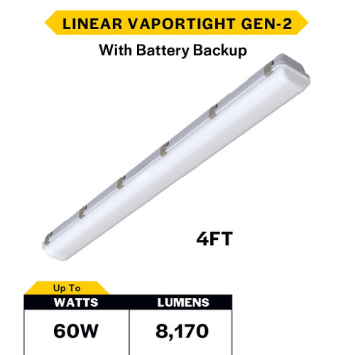 Halco 28116 - 4ft LED Vaportight - CCT Selectable - Emergency Battery Backup 