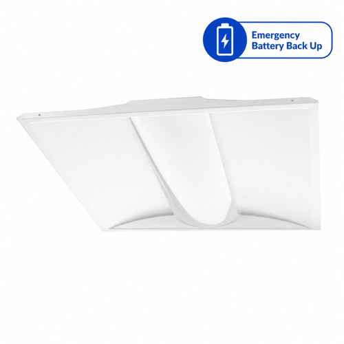 Emergency 2x4 Volumetric LED Troffer with Battery Backup - Low Glare Center Basket 