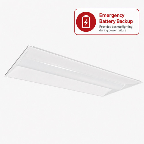 Emergency 2x4 Center Basket LED Troffer for Drop Ceilings - Battery Backup 
