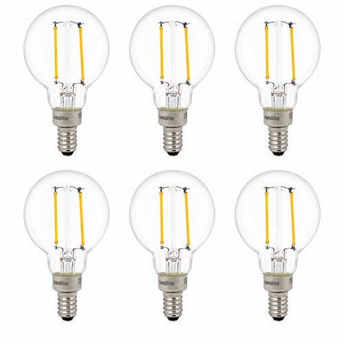 Sunlite 40959-SU - 3W G16.5 Clear LED Filament Globe Bulb - 3000K - 6 Pack 