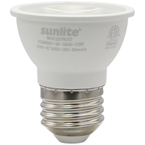 Sunlite 80437-SU - MR16 LED Short Neck Flood - 2700K - 6W E26 Dimmable