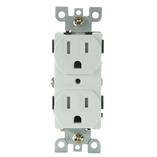Sunlite 08157-SU - Tamper Resistant Duplex Receptacle - White - 15A 