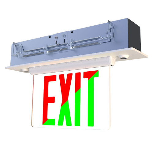 Halco 97138 - Edgelit Combo Exit - Red/Green Selectable - 90min Backup 