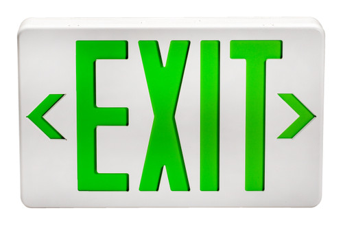 Topaz ES/LED/GW/B - LED Exit Sign Green Legend - White - 90-Min Battery Backup 