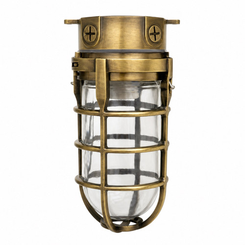 Topaz L1706AB - Antique Brass Jelly Jar Vaportight Ceiling Mount - E26 Lamp-Ready 