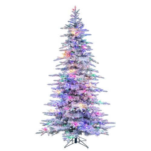 Vickerman A253267LED - 6.5 ft Flocked Winter Prelit Multi-Color LED Christmas Tree
