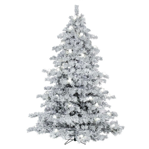 Vickerman A806388LED - 10 ft Flocked Alaskan Pine Prelit Warm White LED Christmas Tree