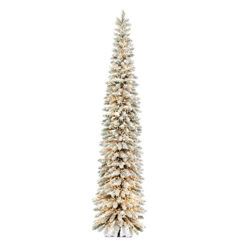 Vickerman G232576LED - 7.5 ft Snowy Flocked Alpine Prelit Warm White LED Christmas Tree