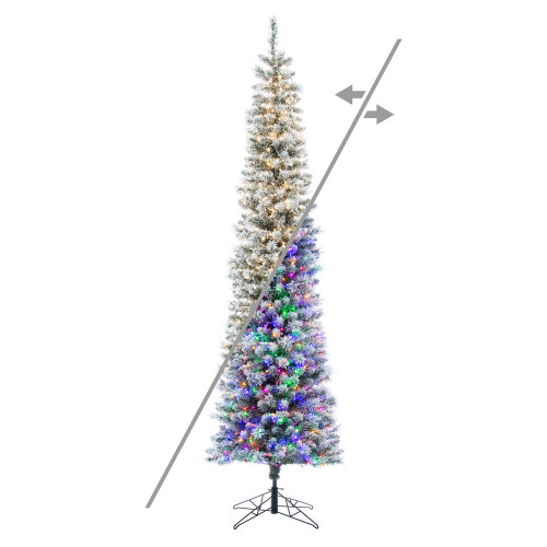 Vickerman G256363LEDCC - 6 ft Flocked Crest Pencil Prelit Color Changing LED Christmas Tree