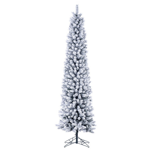 Vickerman G256375 - 7.5 ft Flocked Crest Pencil Unlit Christmas Tree