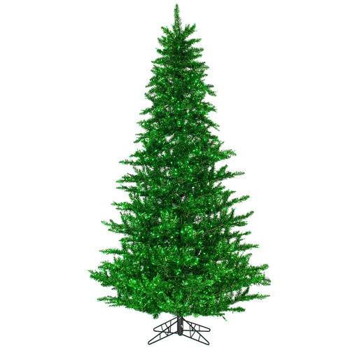 Vickerman K165781LED - 9 ft Green Tinsel Fir Prelit Green LED Christmas Tree