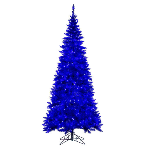 Vickerman K234381LED - 9 ft Blue Slim Fir Prelit Warm White LED Christmas Tree