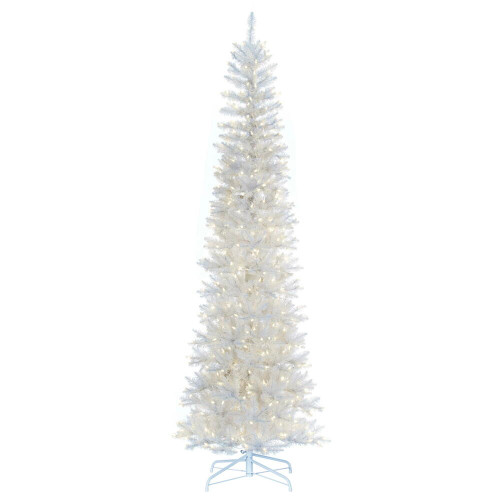 Vickerman K240176LED - 7.5 ft White Pencil Prelit Warm White LED Christmas Tree