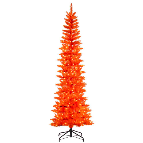Vickerman K242166LED - 6.5 ft Orange Pencil Prelit Orange LED Christmas Tree 