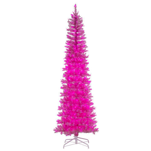 Vickerman K243576LED - 7.5 ft Pink Pencil Prelit Pink LED Christmas Tree