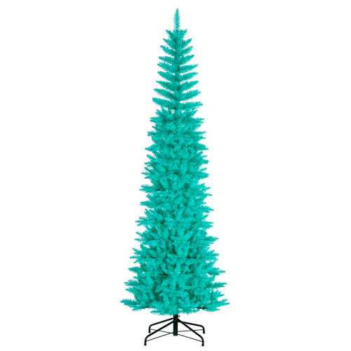 Vickerman K243975 - 7.5 ft Aqua Tinsel Pencil Unlit Christmas Tree 