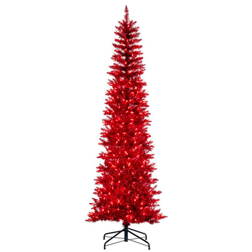 Vickerman K244481LED - 8.5 ft Red Pencil Prelit Red LED Christmas Tree