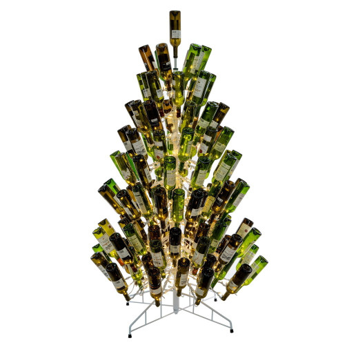 Vickerman K251266LED - 6.5 ft White Wine Bottle Tree Prelit Warm White LED Christmas Tree 