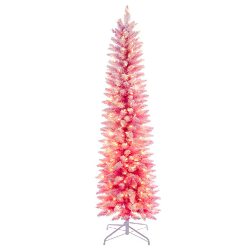 Vickerman K255046LED - 4.5 ft Flocked Pink Fir Prelit Warm White LED Christmas Tree