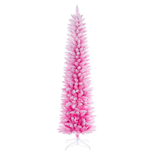 Vickerman K255075 - 7.5 ft Flocked Pink Fir Unlit Christmas Tree