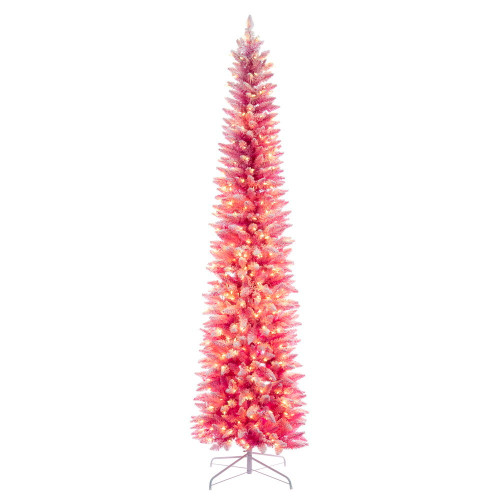 Vickerman K255081LED - 9 ft Flocked Pink Fir Prelit Warm White LED Christmas Tree