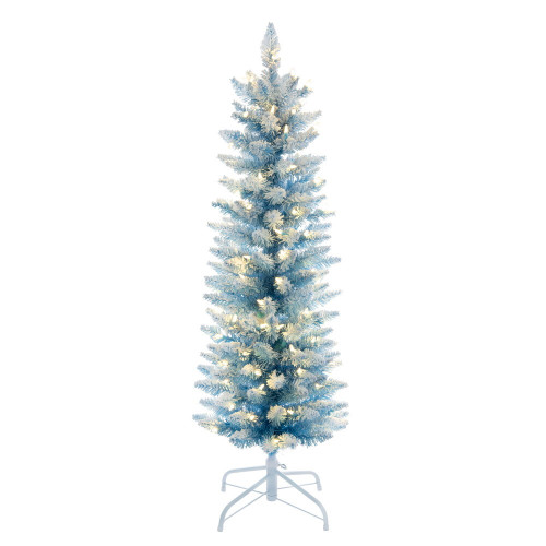 Vickerman K255531LED - 3 ft Flocked Baby Blue Fir Prelit Warm White LED Christmas Tree