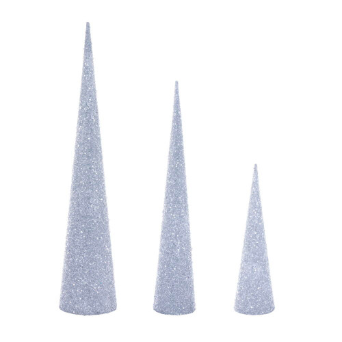 Vickerman RIC230607 - 15"/24"/30" Silver Cone Tree Set of 3 