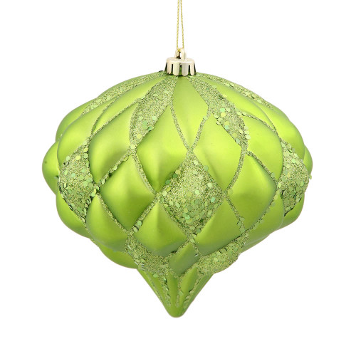 Vickerman M112214 - 5.7 inch Lime Matte Glitter Diamond Christmas Ornament 