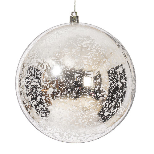 Vickerman M166507D - 6 inch Silver Shiny Mercury Ball Christmas Ornament - 4 Pack
