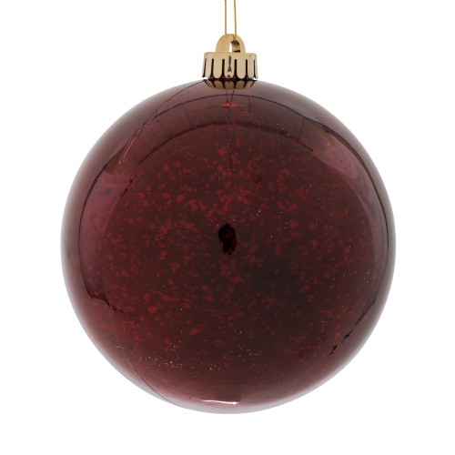 Vickerman M166565D - 6 inch Burgundy Shiny Mercury Ball Christmas Ornament - 4 Pack