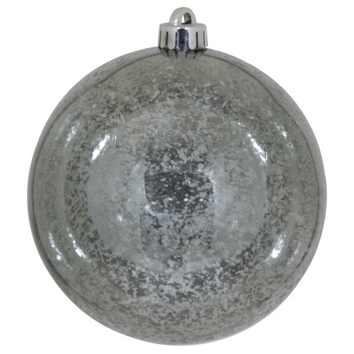 Vickerman M166587D - 6 inch Pewter Shiny Mercury Ball Christmas Ornament - 4 Pack 