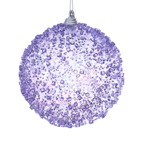 Vickerman MC250686W - 4 inch Lavender Bead Christmas Ornament - 3 Pack