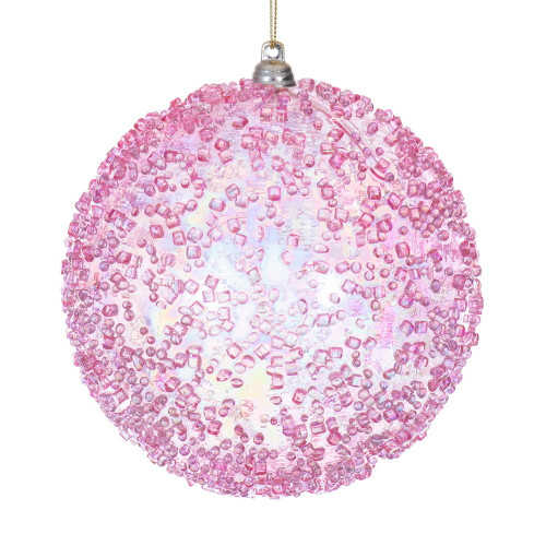 Vickerman MC250779W - 4.75 inch Pink Bead Christmas Ornament - 3 Pack