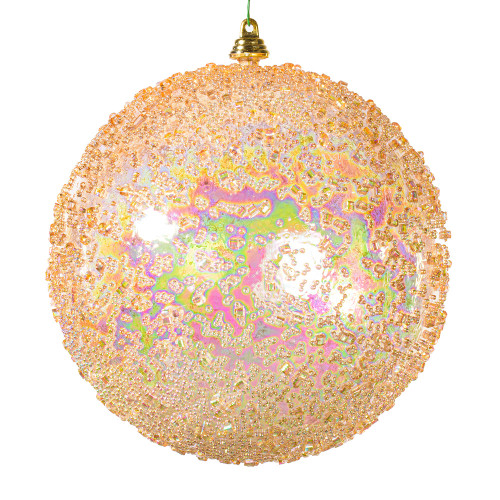 Vickerman MC250838W - 6 inch Champagne Bead Christmas Ornament - 2 Pack