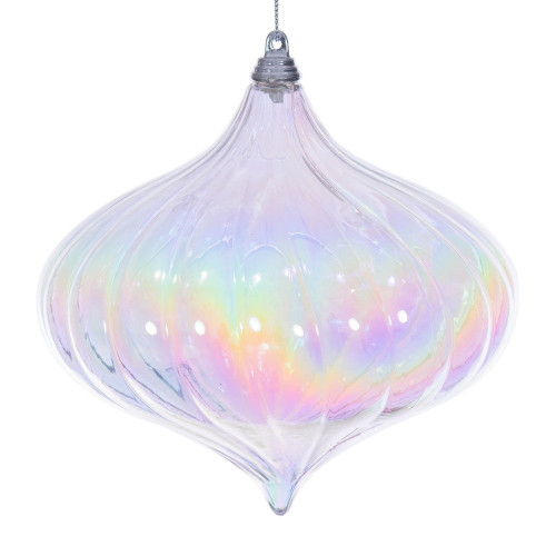 Vickerman MC251400W - 6 inch Clear Iridescent Onion Christmas Ornament - 2 Pack 