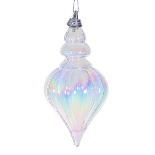 Vickerman MC251800W - 5 inch Clear Iridescent Drop Christmas Ornament - 3 Pack 
