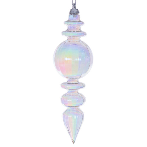 Vickerman MC252300W - 7.5 inch Clear Iridescent Finial Christmas Ornament - 2 Pack