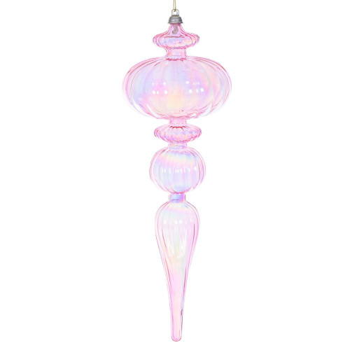 Vickerman MC252779W - 12 inch Pink Finial Christmas Ornament 
