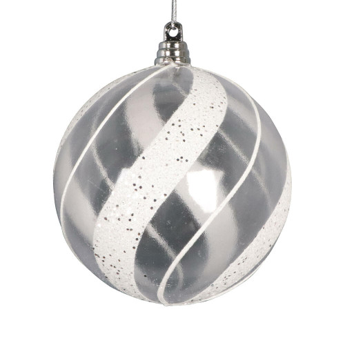 Vickerman MT232404 - 4 inch Assorted Clear Glitter Ball Christmas Ornament - 3 Pack 