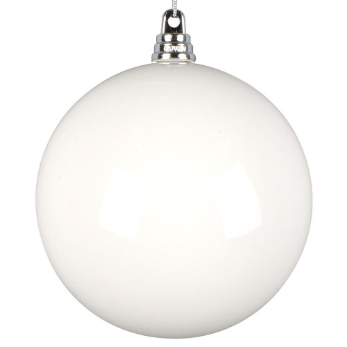 Vickerman MT250411W - 4 inch White Enamel Ball Christmas Ornament - 6 Pack