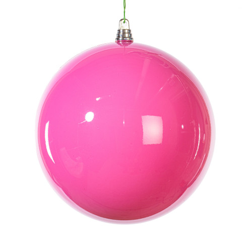 Vickerman MT250659W - 6 inch Hot Pink Enamel Ball Christmas Ornament - 4 Pack