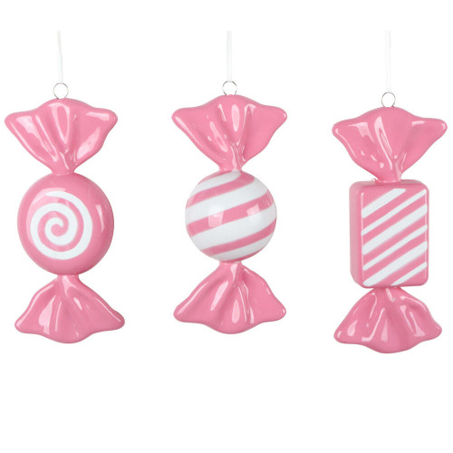 Vickerman MT252859W - 7.5 inch Hot Pink Enamel Assorted Candy Christmas Ornament - 3 Pack 