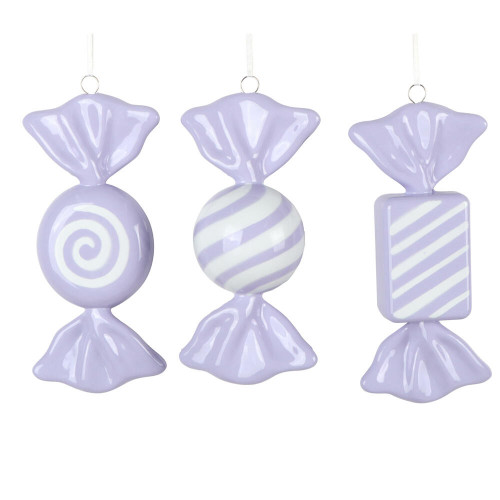 Vickerman MT252886W - 7.5 inch Lavender Enamel Assorted Candy Christmas Ornament - 3 Pack