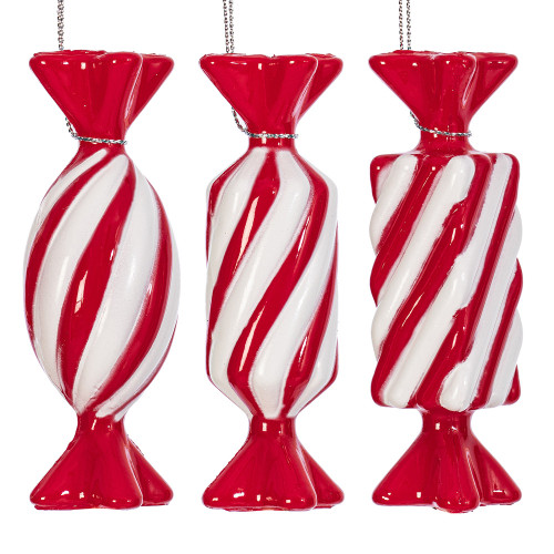 Vickerman MT253203W - 4 inch Red Enamel Assorted Candy Christmas Ornament - 6 Pack 